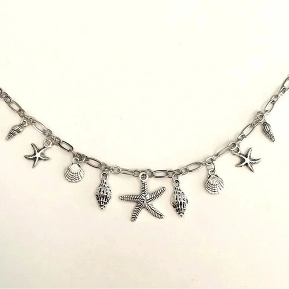 Charm Shell Seashell Starfish Summer Beach Ocean Silver Tone Anklet New NWT - Picture 1 of 4